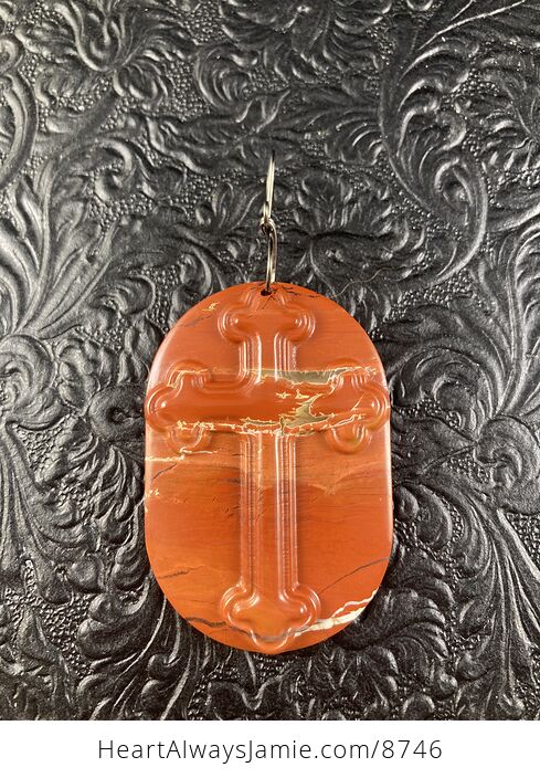 Red Jasper Cross Stone Jewelry Pendant Mini Art Ornament - #i9DIyLgprHs-4