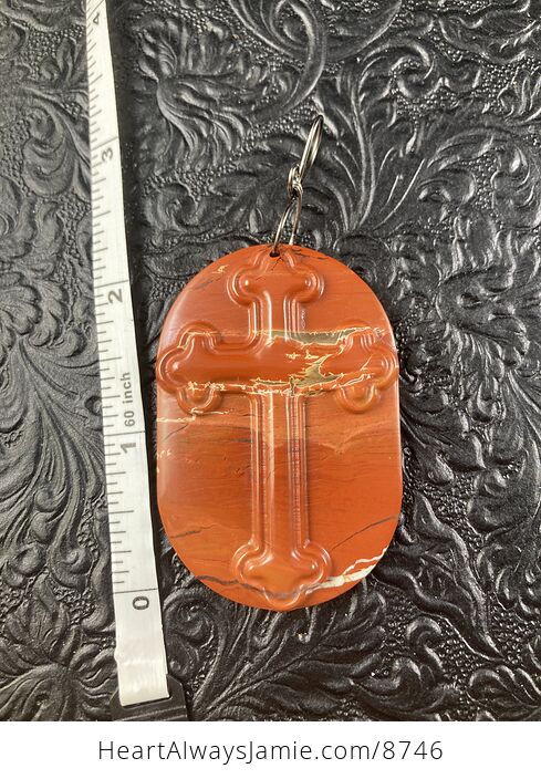 Red Jasper Cross Stone Jewelry Pendant Mini Art Ornament - #i9DIyLgprHs-5
