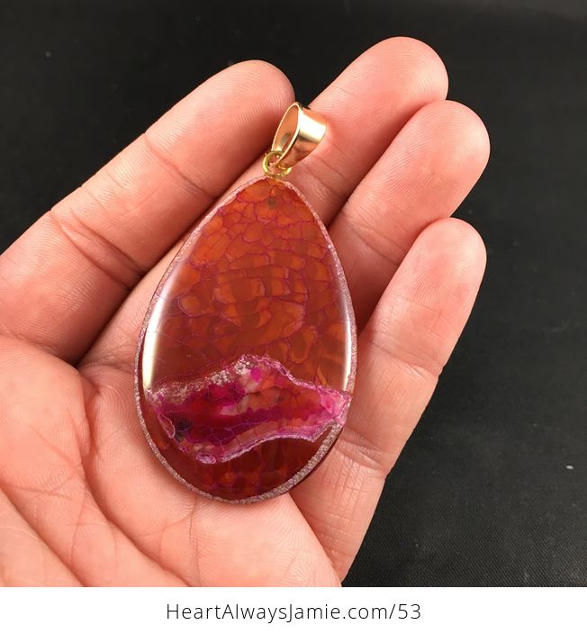 Red Orange and Pink Dragon Veins Stone Agate - #jdfND719gdM-1