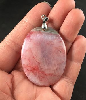 Red Pink and Beige Druzy Stone Pendant #E3yBc5T3VV0