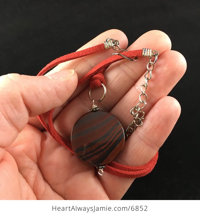 Red Tigers Eye Stone Jewelry Pendant Necklace - #BrFdkPjJABs-4
