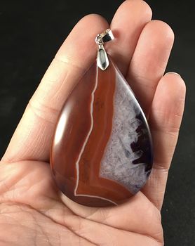 Reddish Brown and Purple Druzy Agate Stone Pendant #QKA4q4ZeD5g