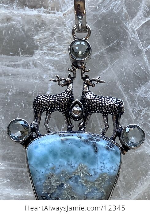 Reindeer Blue Topaz and Larimar Stone Jewelry Crystal Pendant - #BmDFFP3RZDg-7