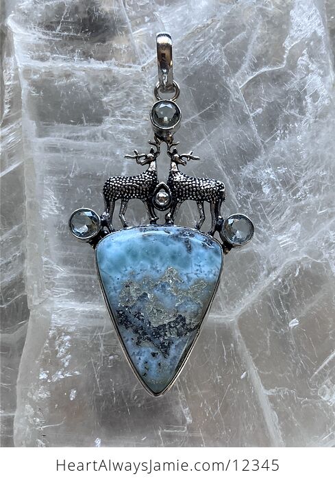 Reindeer Blue Topaz and Larimar Stone Jewelry Crystal Pendant - #BmDFFP3RZDg-5