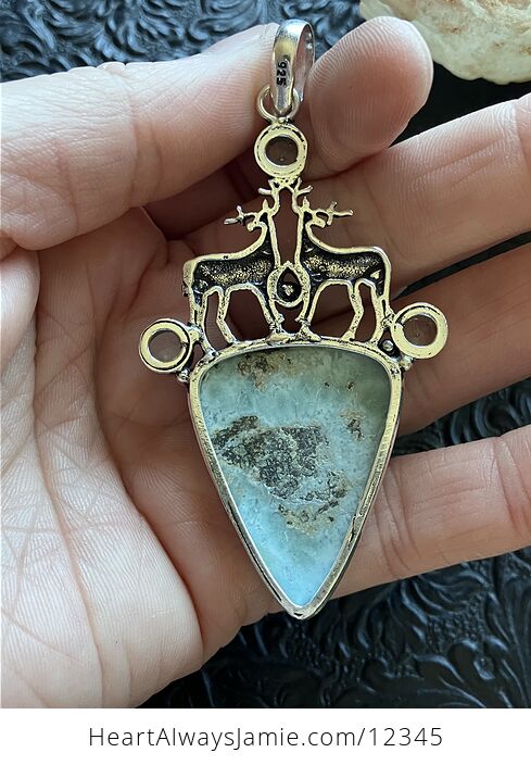 Reindeer Blue Topaz and Larimar Stone Jewelry Crystal Pendant - #BmDFFP3RZDg-4