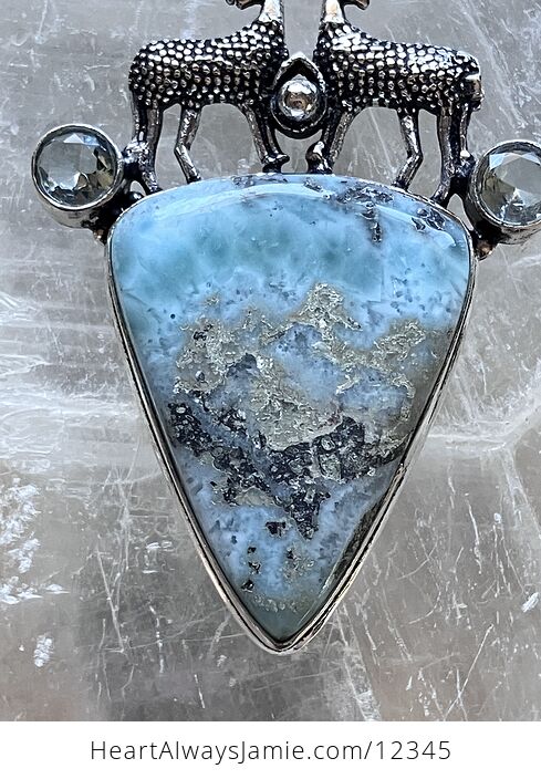 Reindeer Blue Topaz and Larimar Stone Jewelry Crystal Pendant - #BmDFFP3RZDg-6