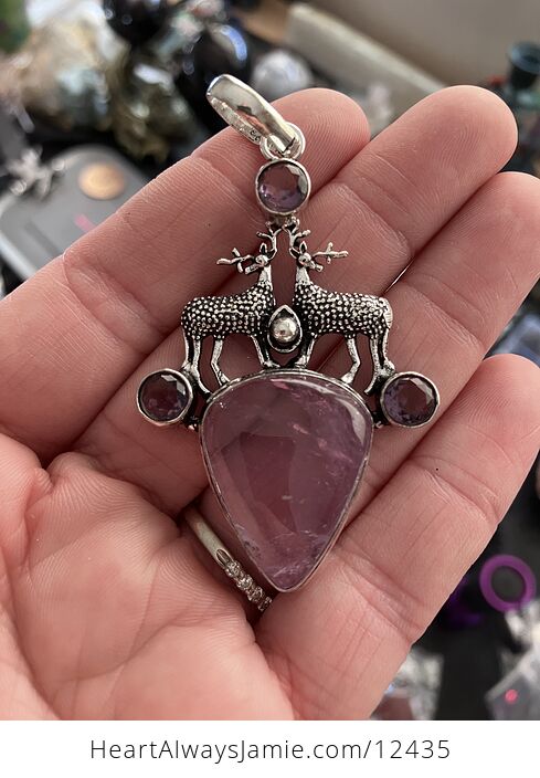 Reindeer Buck Stag Deer Amethyst Stone Jewelry Crystal Pendant - #E1tbW8AXy2Q-2