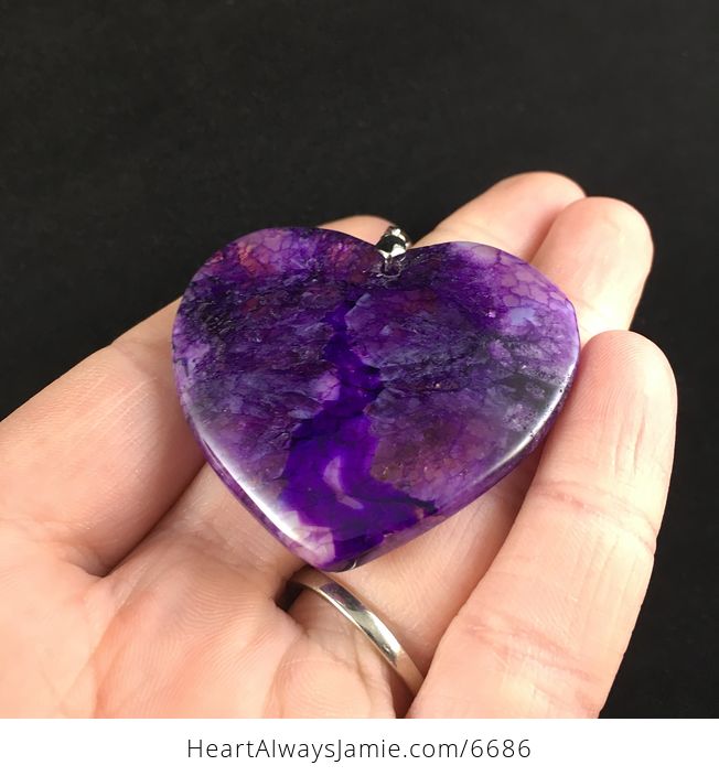 Reserved for Trish Heart Shaped Purple Druzy Agate Stone Jewelry Pendant - #hTO3JW6Eni4-2
