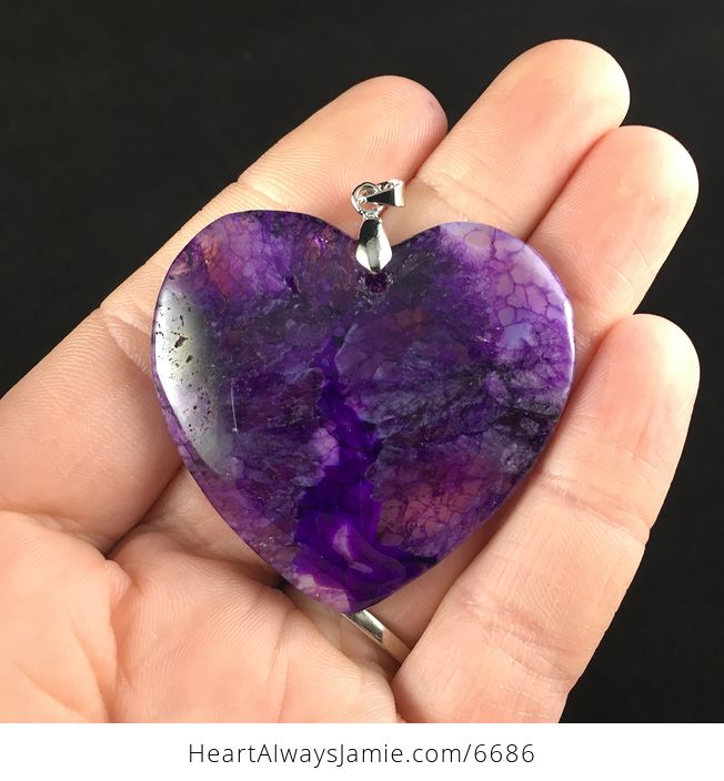 Reserved for Trish Heart Shaped Purple Druzy Agate Stone Jewelry Pendant - #hTO3JW6Eni4-1