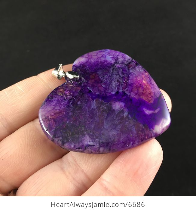 Reserved for Trish Heart Shaped Purple Druzy Agate Stone Jewelry Pendant - #hTO3JW6Eni4-4