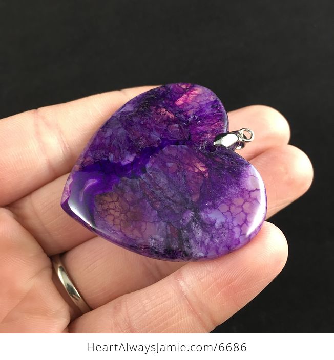 Reserved for Trish Heart Shaped Purple Druzy Agate Stone Jewelry Pendant - #hTO3JW6Eni4-3