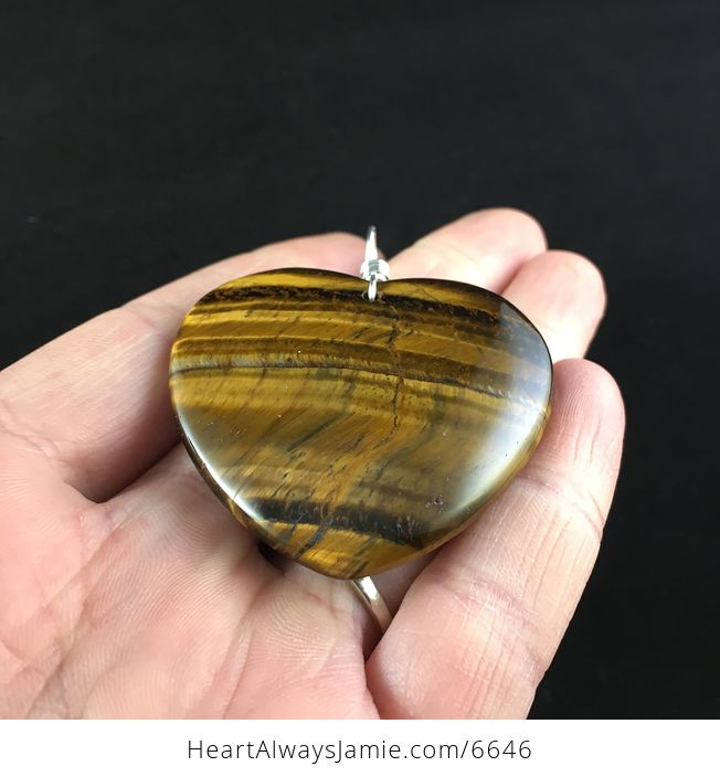 Reserved for Trish Heart Shaped Tiger Eye Stone Jewelry Pendant - #C2HmzOSZing-2