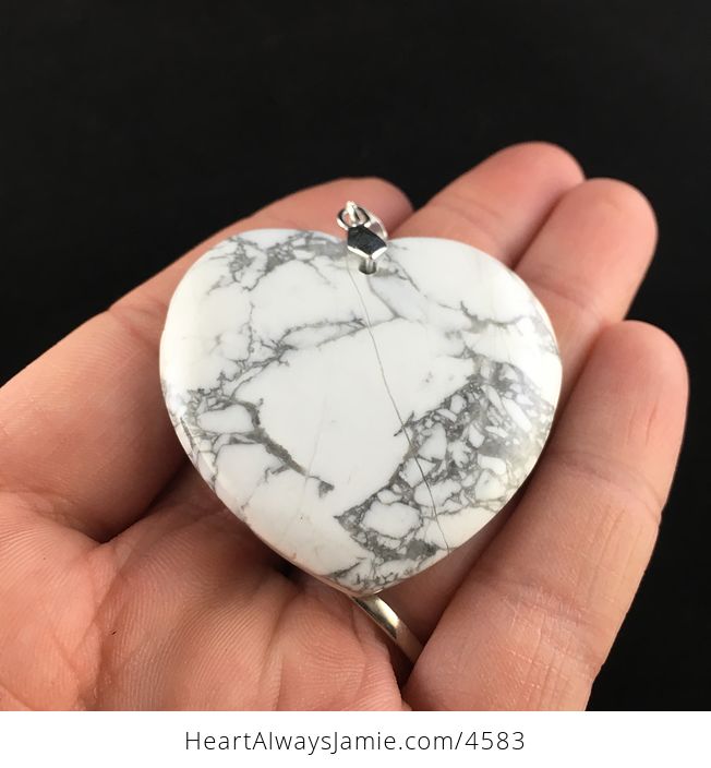 Reserved for Trish Heart Shaped White and Gray Howlite Stone Jewelry Pendant - #N5n5t9u5VC0-2