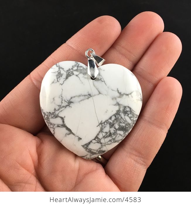 Reserved for Trish Heart Shaped White and Gray Howlite Stone Jewelry Pendant - #N5n5t9u5VC0-1