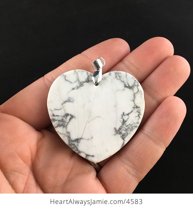 Reserved for Trish Heart Shaped White and Gray Howlite Stone Jewelry Pendant - #N5n5t9u5VC0-4