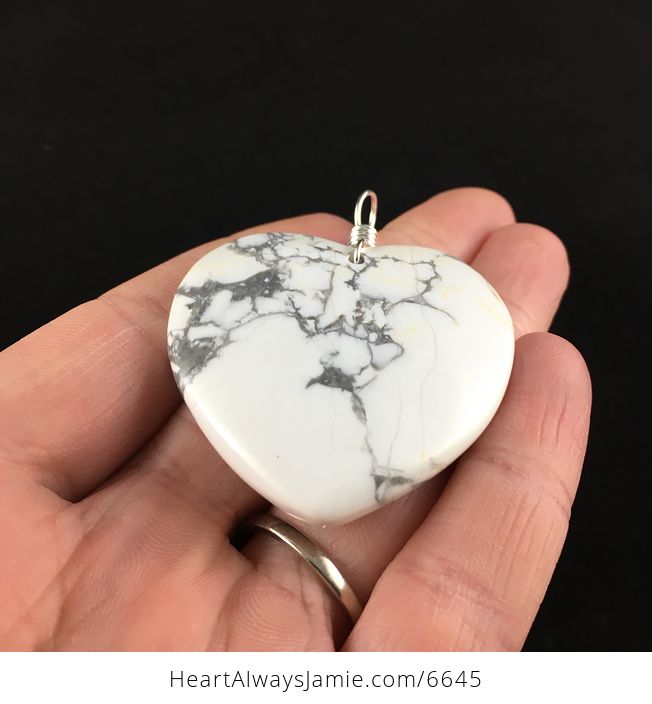 Reserved for Trish Heart Shaped White Howlite Stone Jewelry Pendant - #fFk5u1y8Axo-2