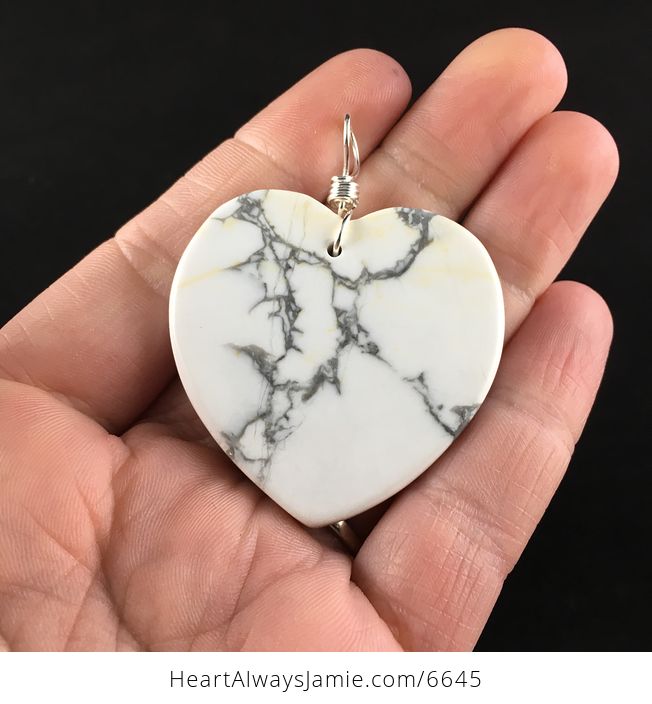 Reserved for Trish Heart Shaped White Howlite Stone Jewelry Pendant - #fFk5u1y8Axo-6