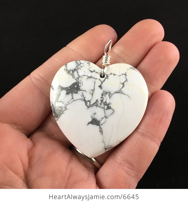 Reserved for Trish Heart Shaped White Howlite Stone Jewelry Pendant - #fFk5u1y8Axo-1