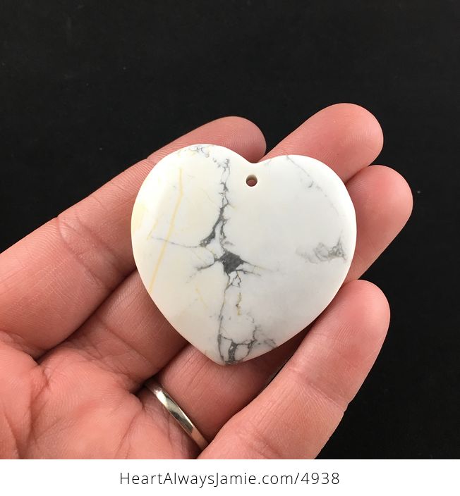 Reserved for Trish Heart Shaped White Howlite Stone Jewelry Pendant - #qOI1qTJyc2g-1