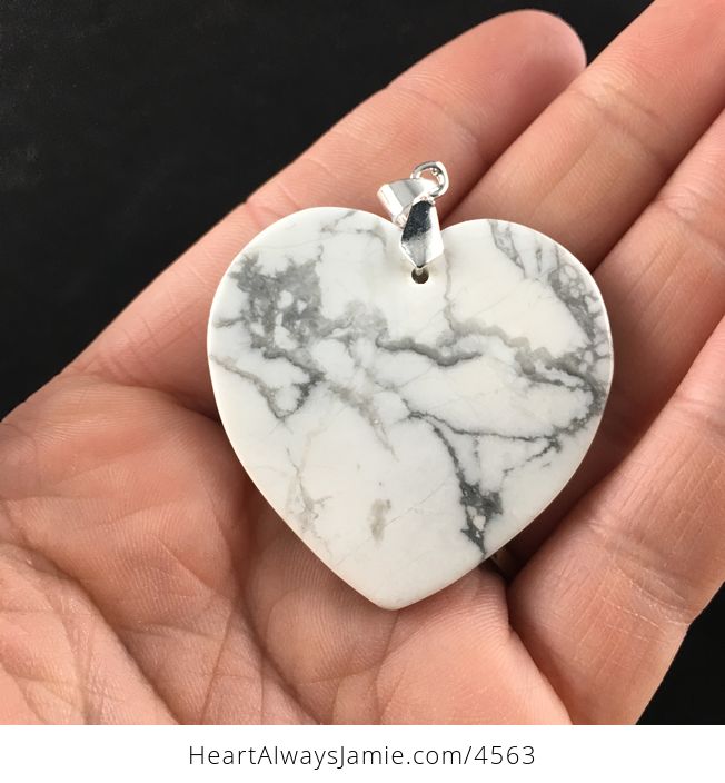 Reserved for Trish Heart Shaped White Howlite Stone Jewelry Pendant - #y0J6jjmCaFQ-4