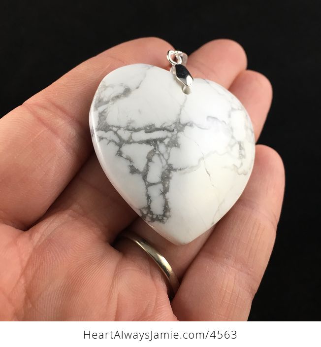 Reserved for Trish Heart Shaped White Howlite Stone Jewelry Pendant - #y0J6jjmCaFQ-2
