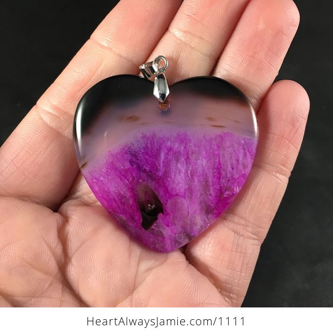 Reserved for Trish Pretty Heart Shaped Semi Transparent Brown and Purple and Pink Druzy Agate Stone Pendant - #54EeB8vSRSo-1