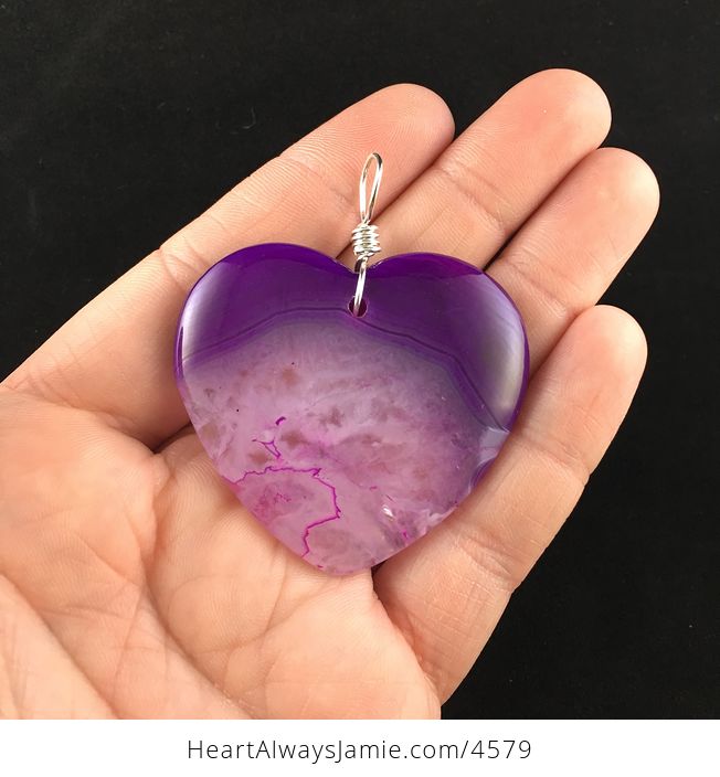 Reserved for Trish Purple Drusy Agate Heart Shaped Stone Jewelry Pendant - #cfVZfQoHqys-1