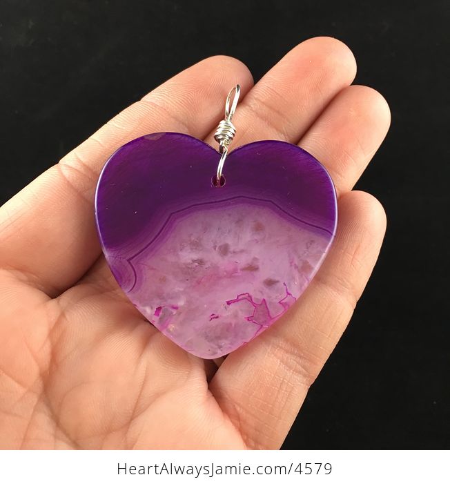Reserved for Trish Purple Drusy Agate Heart Shaped Stone Jewelry Pendant - #cfVZfQoHqys-4