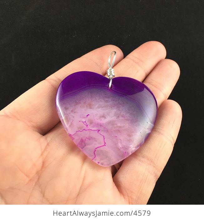 Reserved for Trish Purple Drusy Agate Heart Shaped Stone Jewelry Pendant - #cfVZfQoHqys-2
