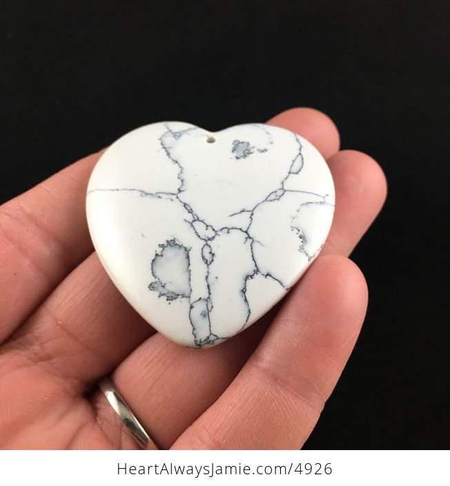 Reserved for Trish White Heart Shaped Howlite Stone Jewelry Pendant - #wmw3WQuQdMI-2