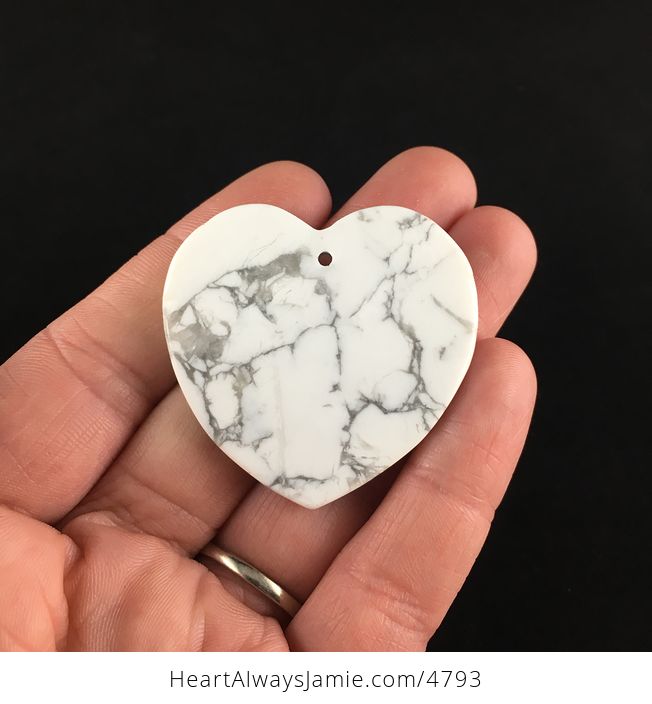 Reserved for Trish White Howlite Heart Shaped Stone Jewelry Pendant - #KtMwBnFGVVY-5