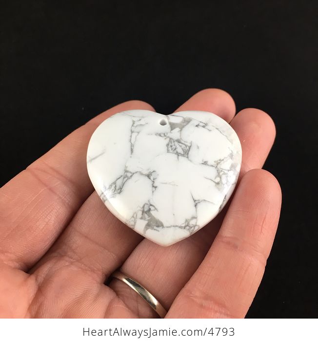 Reserved for Trish White Howlite Heart Shaped Stone Jewelry Pendant - #KtMwBnFGVVY-2