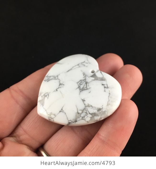Reserved for Trish White Howlite Heart Shaped Stone Jewelry Pendant - #KtMwBnFGVVY-3