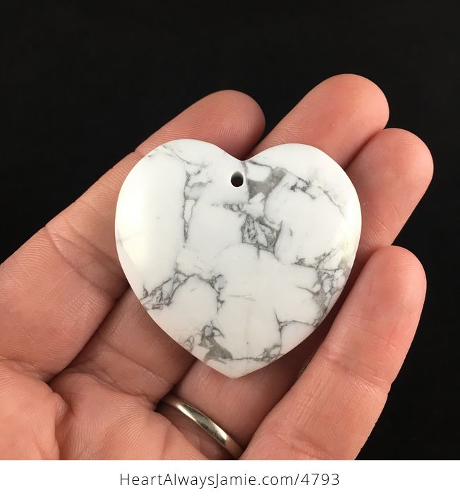 Reserved for Trish White Howlite Heart Shaped Stone Jewelry Pendant - #KtMwBnFGVVY-1