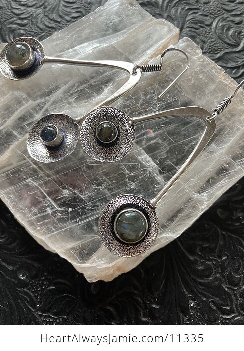 Retro Styled Labradorite Earrings Stone Crystal Jewelry - #eQz7aTODhQU-4