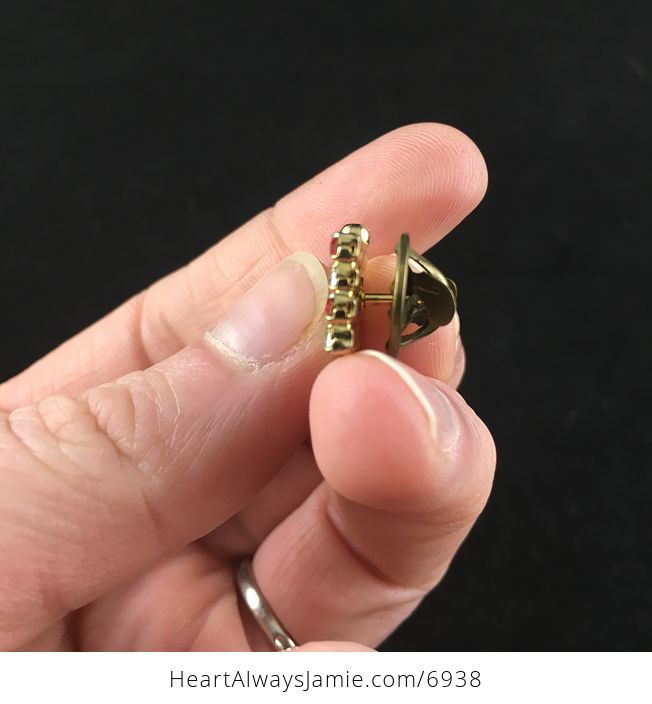 Rhinestone and Gold Tone American Flag Pin Jewelry - #7lilmyKZrlA-3