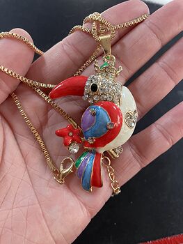 Rhinestone Enamel Toucan Bird Pendant Necklace Jewelry #KZziUQAws7o