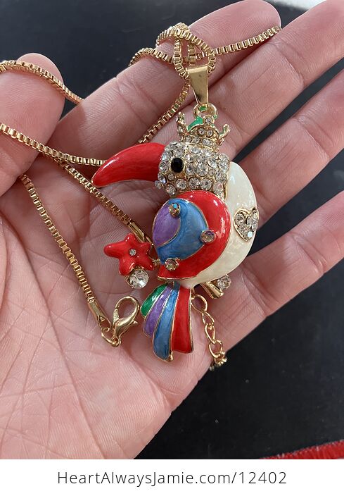 Rhinestone Enamel Toucan Bird Pendant Necklace Jewelry - #KZziUQAws7o-1