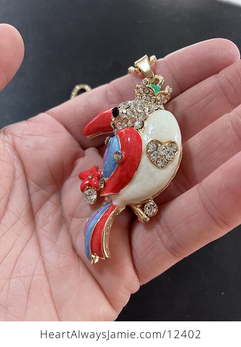 Rhinestone Enamel Toucan Bird Pendant Necklace Jewelry - #KZziUQAws7o-5