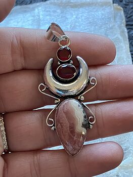 Rhodochrosite and Garnet Witchy Mustic Lunar Crystal Stone Jewelry Pendant #5hkNFATDKYA