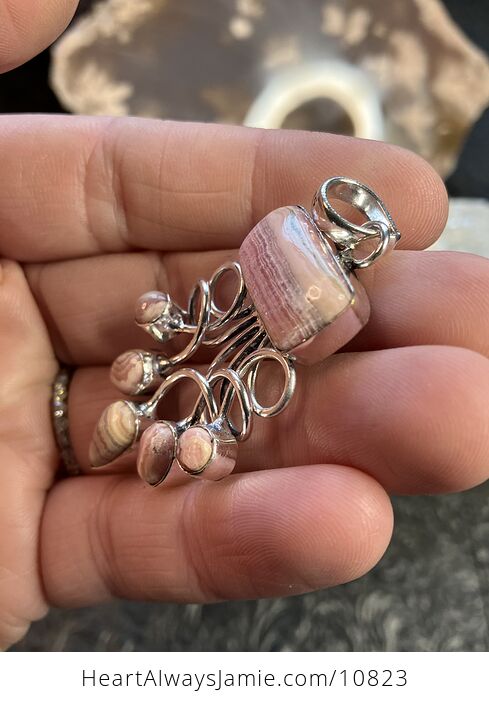 Rhodochrosite Gemstone Crystal Jewelry Swirl Pendant - #deBLARSyFmE-3