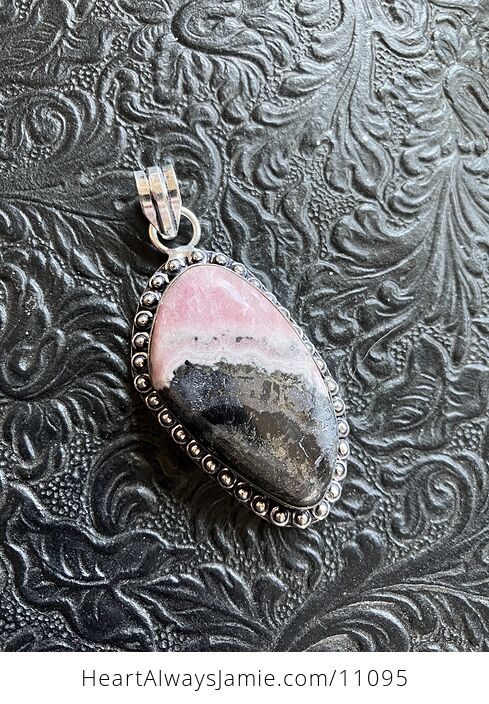 Rhodochrosite with Pyrite Stone Crystal Jewelry Pendant - #fJh6HV0pvD0-1