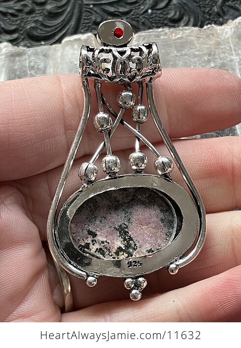 Rhodonite and Garnet Gemstone Jewelry Crystal Fidget Pendant - #4kcCVhbSzV4-6