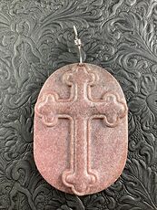 Rhodonite Cross Stone Jewelry Pendant Mini Art Ornament #ZwPqsRMMg2A