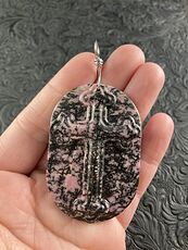 Rhodonite Cross Stone Jewelry Pendant Mini Art Ornament #oHZVic2ktF0