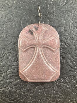 Rhodonite Cross Stone Jewelry Pendant Mini Art Ornament #8kaqXHkBnHc