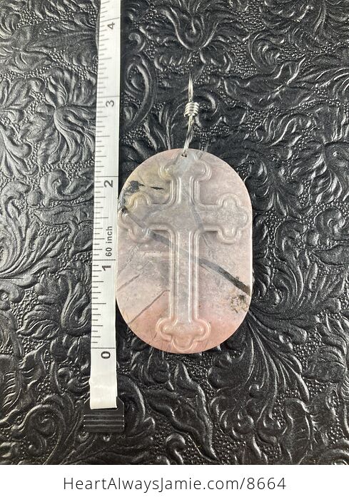 Rhodonite Cross Stone Jewelry Pendant Mini Art Ornament - #5n1uP1731jI-5