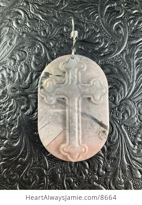 Rhodonite Cross Stone Jewelry Pendant Mini Art Ornament - #5n1uP1731jI-4