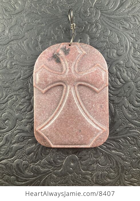 Rhodonite Cross Stone Jewelry Pendant Mini Art Ornament - #8kaqXHkBnHc-1