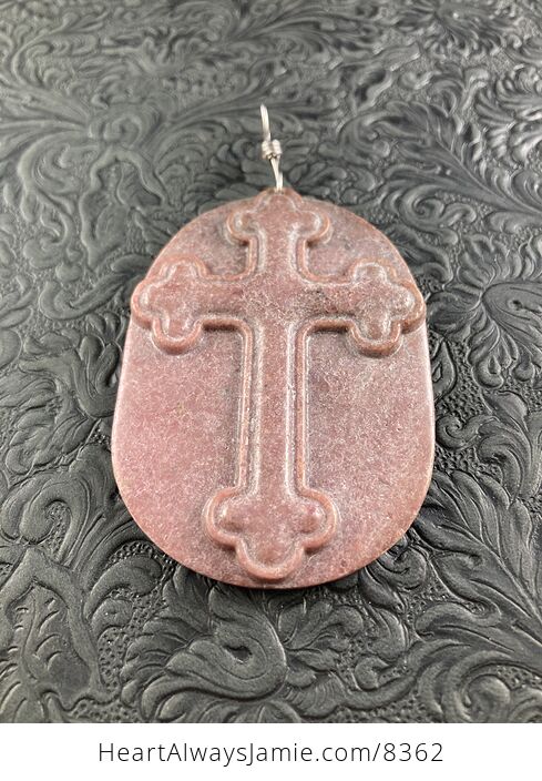 Rhodonite Cross Stone Jewelry Pendant Mini Art Ornament - #ZwPqsRMMg2A-3